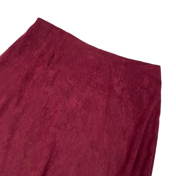 Vintage Erica Velvet Straight Pencil Maxi Skirt Back Zip Unlined Wine Red XL - Picture 3 of 5